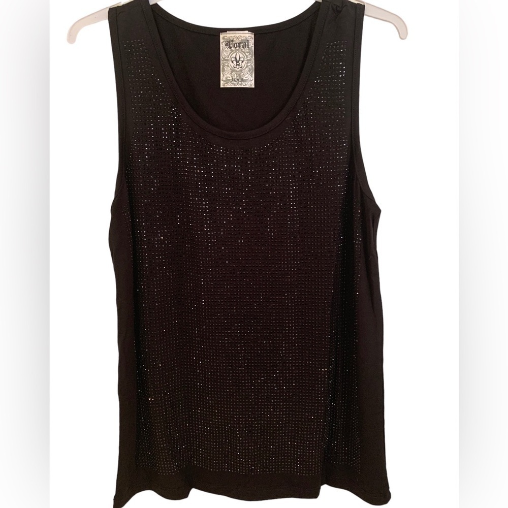 NWT VOCAL black rhinestone tank. Size MEDIUM. Gorgeous and versatile! - Picture 9 of 9